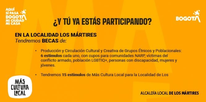 Invitación a participar en Más Cultura Local - localidad de los Mártires Invitación a participar en Más Cultura Local - localidad de los Mártires