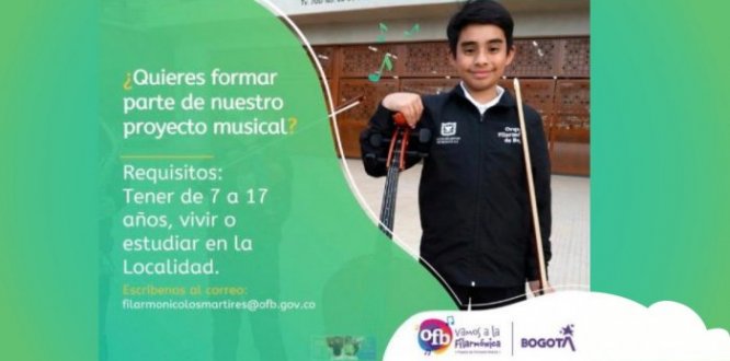 La Orquesta Filarmónica de Bogotá ​te invita a formar parte del proyecto musical.