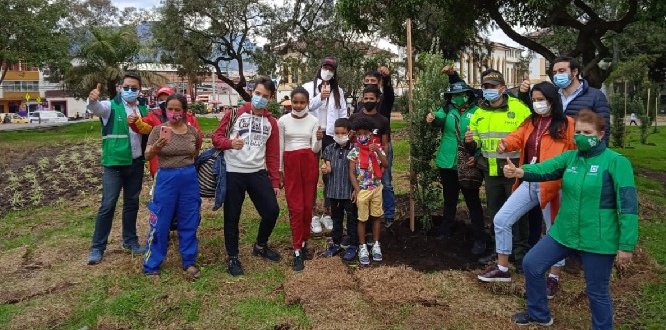 En la Plaza España se instalaron 1.280 metros cuadrados de nuevos jardines y se sembraron 21 árboles