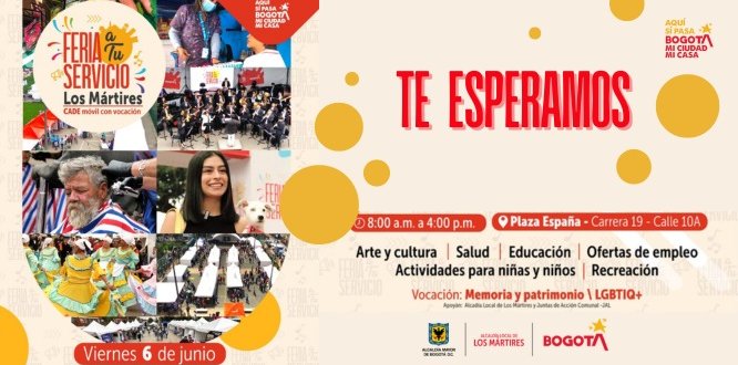 Imagen con texto invitando a feria de servicios en Plaza España