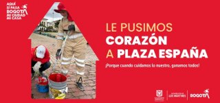 Foto de Plaza España con logo de Alcaldía local de Los Mártires