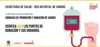 Foto con texto invitando a jornada de donación de sangre en Bogotá